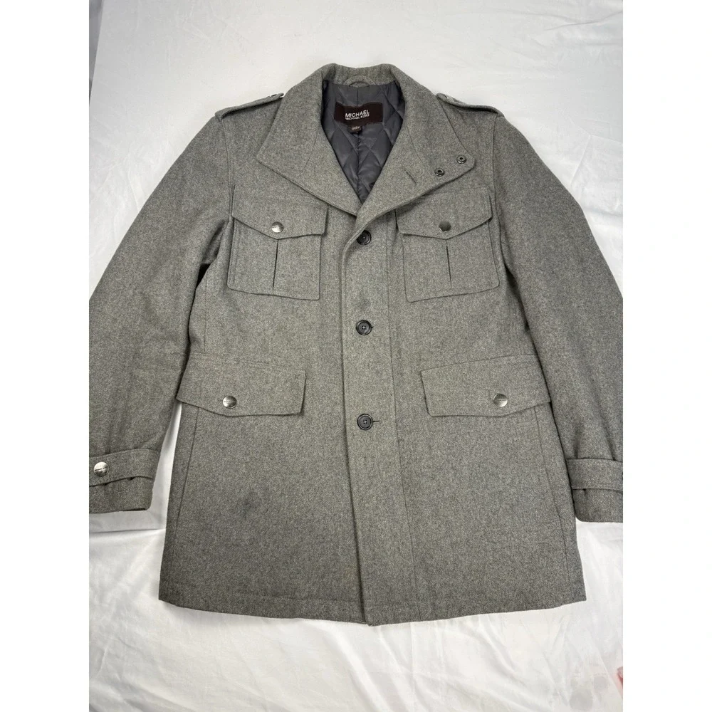 Michael Michael Kors‎ Women's Gray Wool Blend Military Coat Jacket Size S